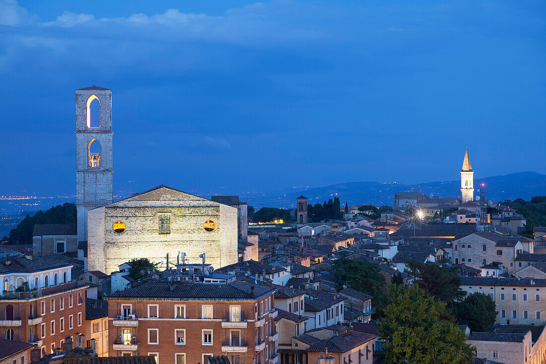 San Domenico Church at dusk, Perugia, Umbria, Italy, Europe