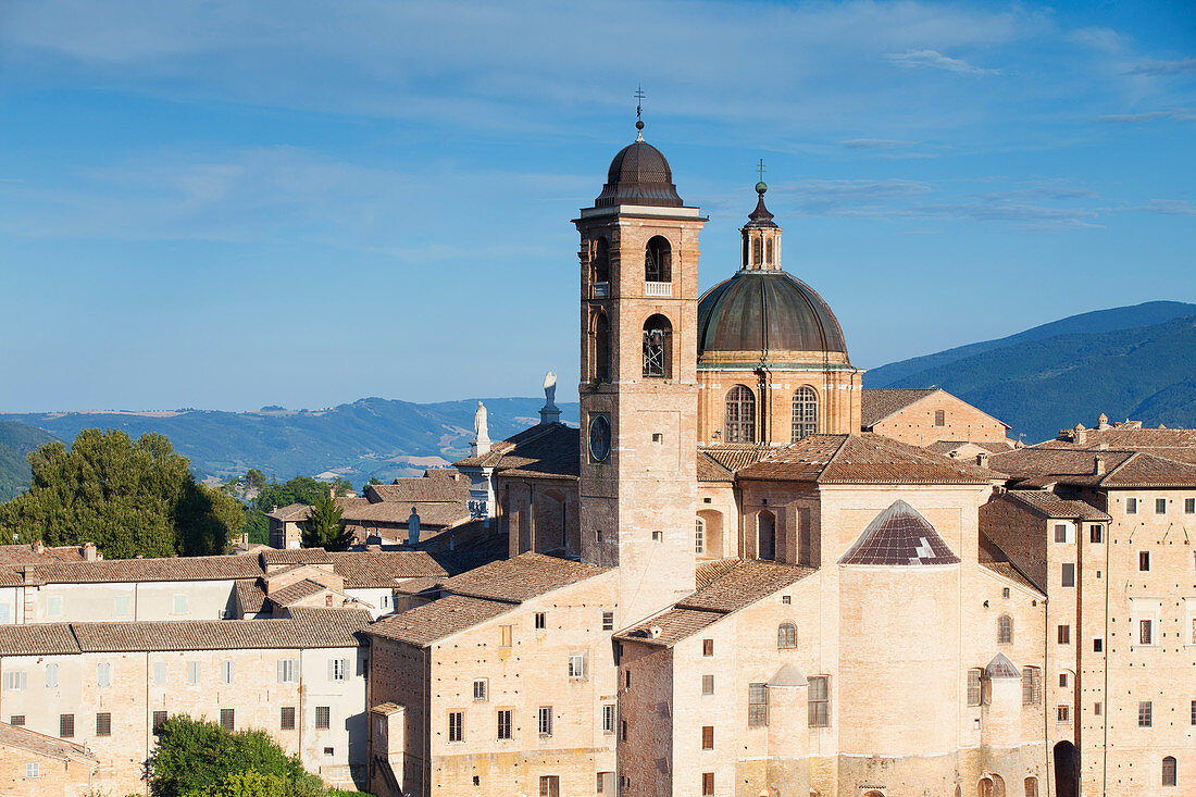 View of Duomo (Cathedral), Urbino, UNESCO World Heritage Site, Le Marche, Italy, Europe