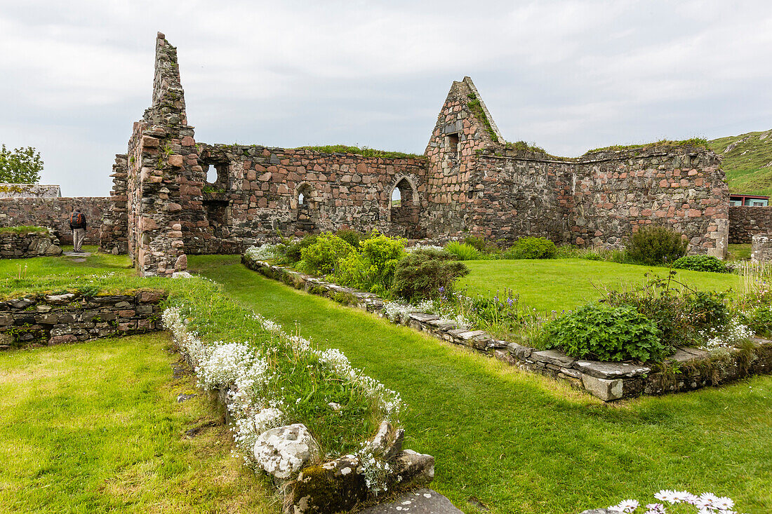 The abandoned ruins of the old nunnery on Iona Island, western Outer Hebrides, Scotland, United Kingdom, Europe