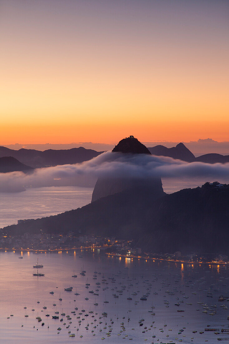 Sugarloaf Mountain (Pao de Acucar) at dawn, Rio de Janeiro, Brazil, South America