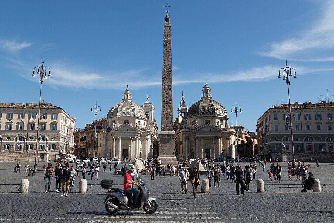 Tourists enjoying Piazza Popolo, Rome, Lazio, Italy, Europe