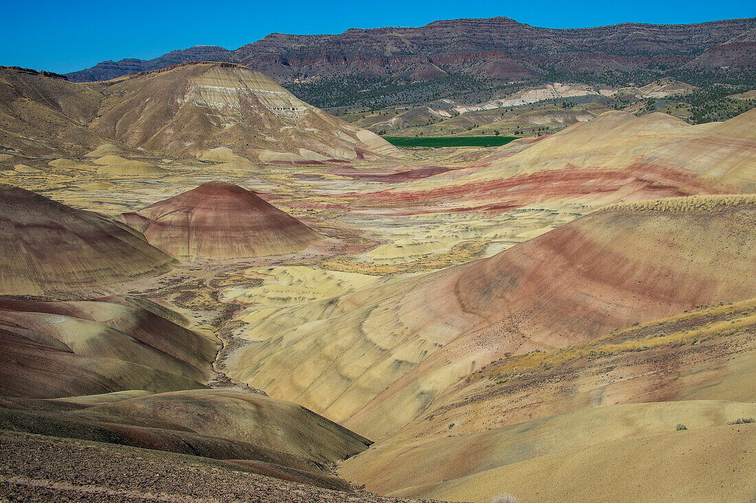 The colourful hills of the Painted Hills unit in the John Day Fossil Beds National Monument, Oregon, United States of America, North America