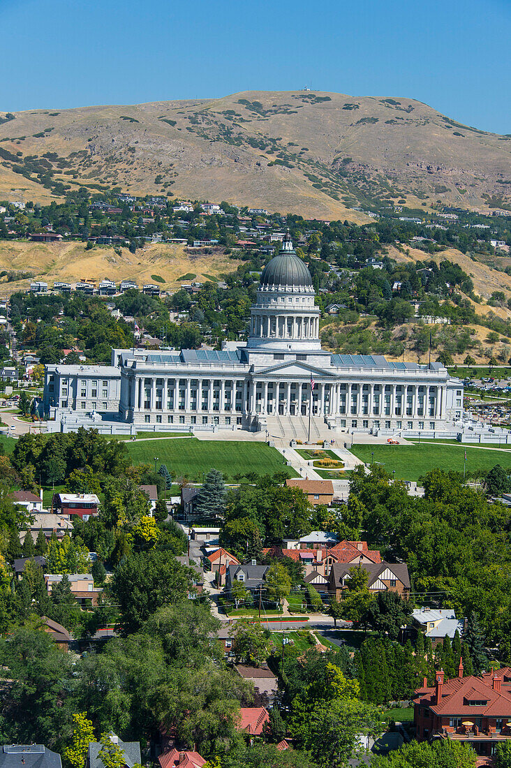 View over the Utah State Capitol, Salt Lake City, Utah, United States of America, North America