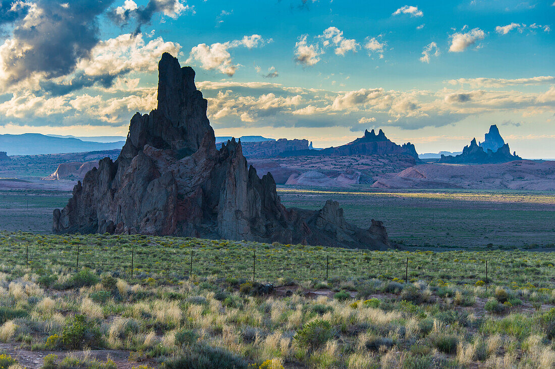 Rock formations in the late daylight near Monument Valley, Arizona, United States of America, North America