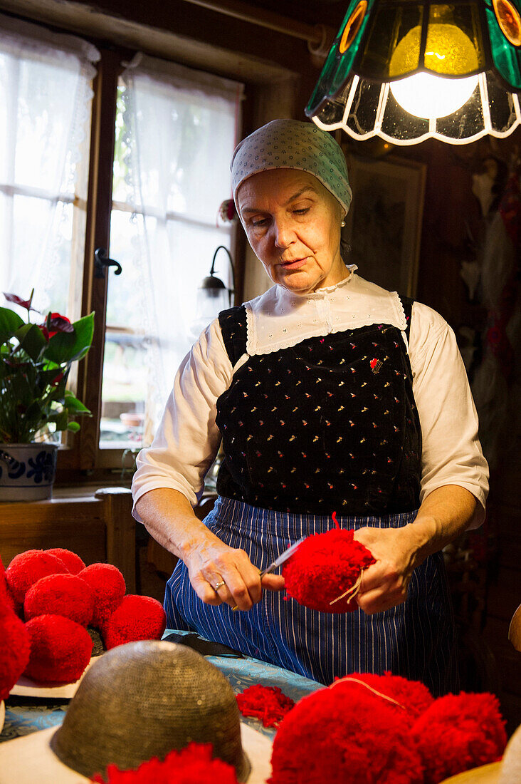 Gabriele Aberle, traditional hatter, Gutach, Black Forest, Baden-Württemberg, Germany