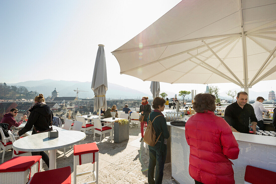 Skajo, rooftop bar and restaurant, Freiburg im Breisgau, Black Forest, Baden-Württemberg, Germany