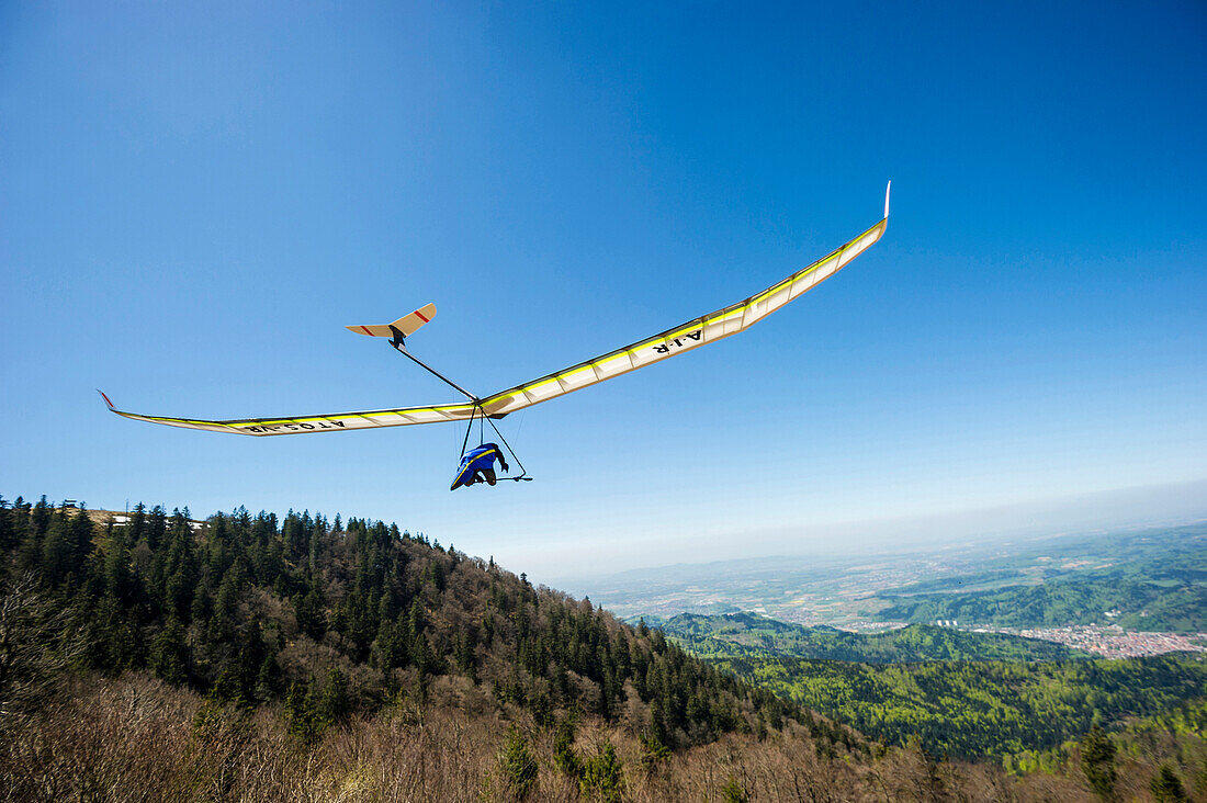 Jochen Zeyher, Drachenflieger, Kandel bei Freiburg im Breisgau, Schwarzwald, Baden-Württemberg, Deutschland