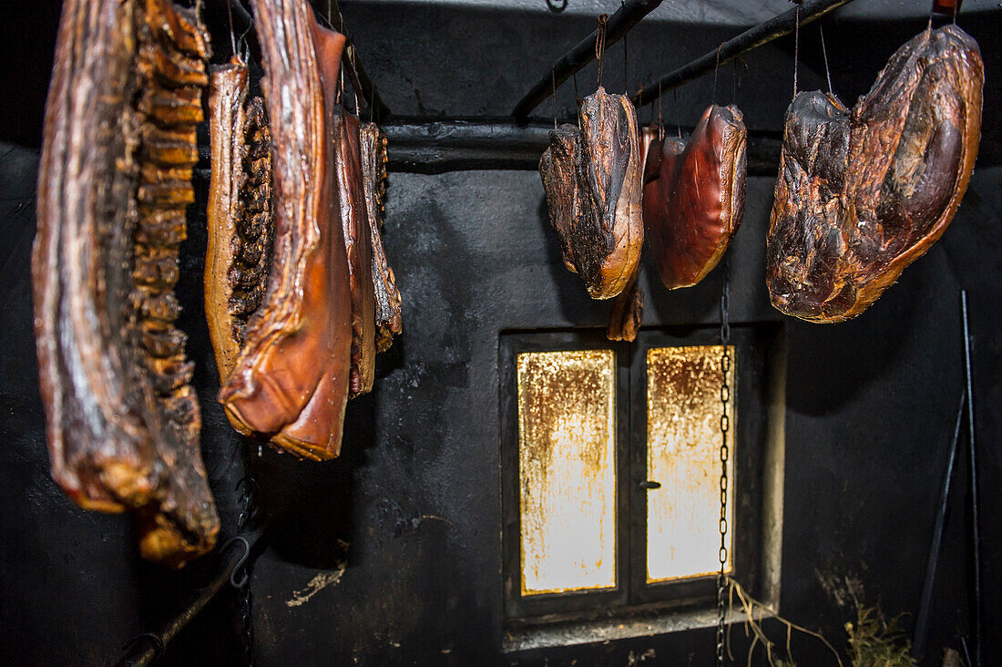 smokehouse, Black Forest Ham, Untermühlbachhof, St.Georgen-Peterzell, Black Forest, Baden-Württemberg, Germany