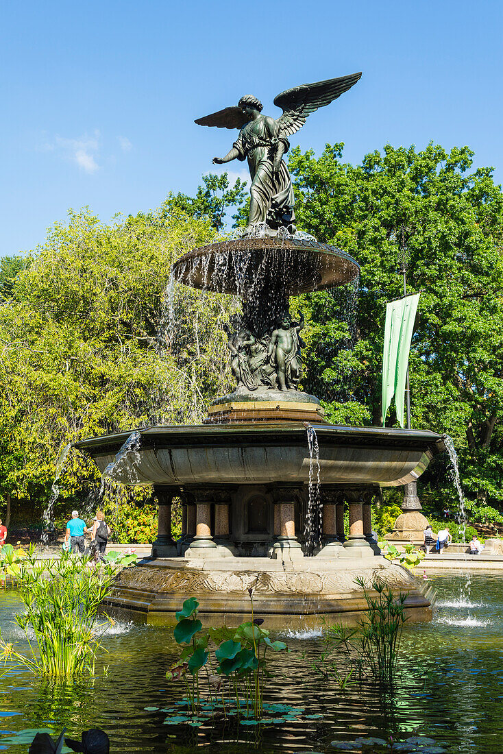 Bethesda Fountain and the lake from the terrace, Central Park, N.Y., U.S.A.