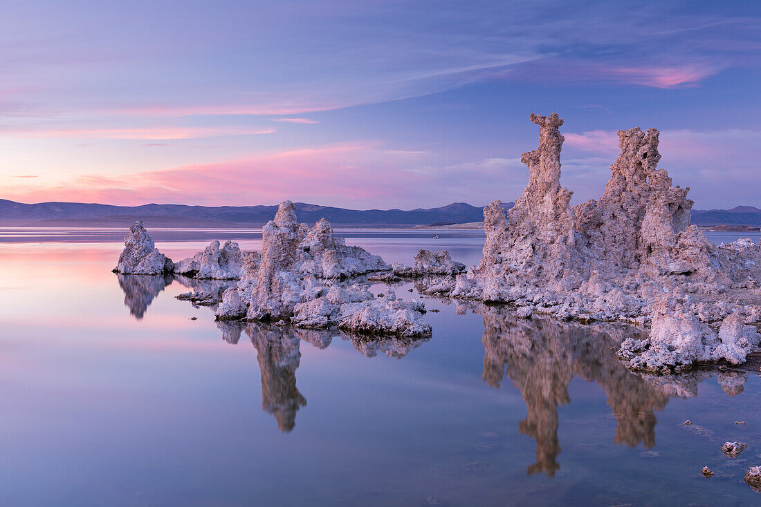 Salt pillar formations at sunset, South Tufa, Mono Lake, California, United States of America, North America