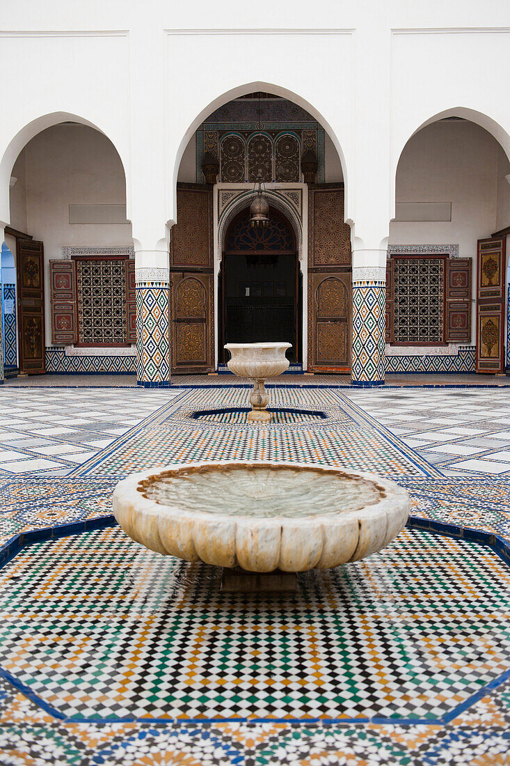 Marrakech Museum, fountain in the interior, Old Medina, Marrakech, Morocco, North Africa, Africa