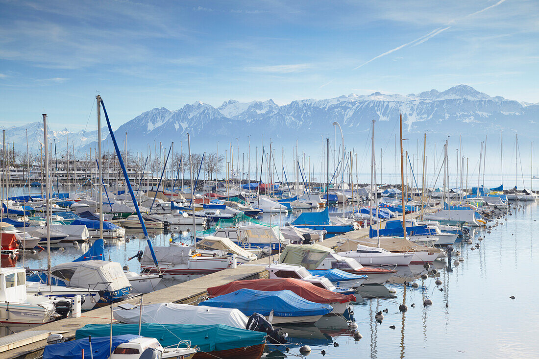 Ouchy harbour, Lausanne, Vaud, Switzerland, Europe