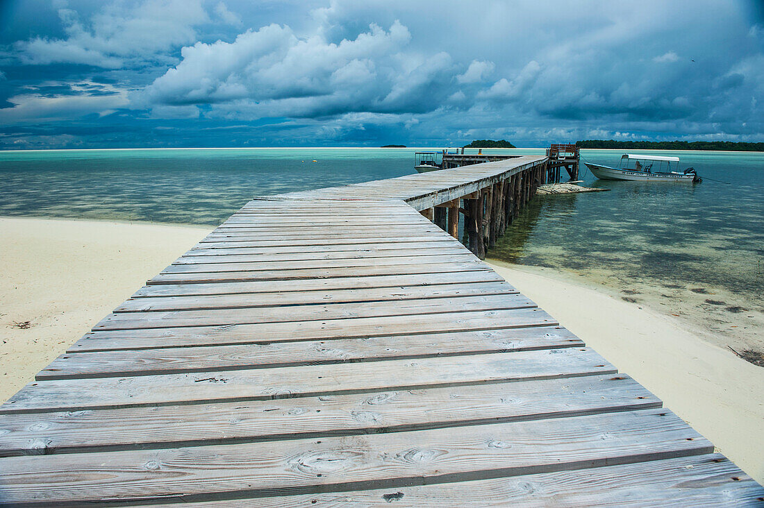 Boat pier on Carp island, one of the Rock islands, Palau, Central Pacific, Pacific