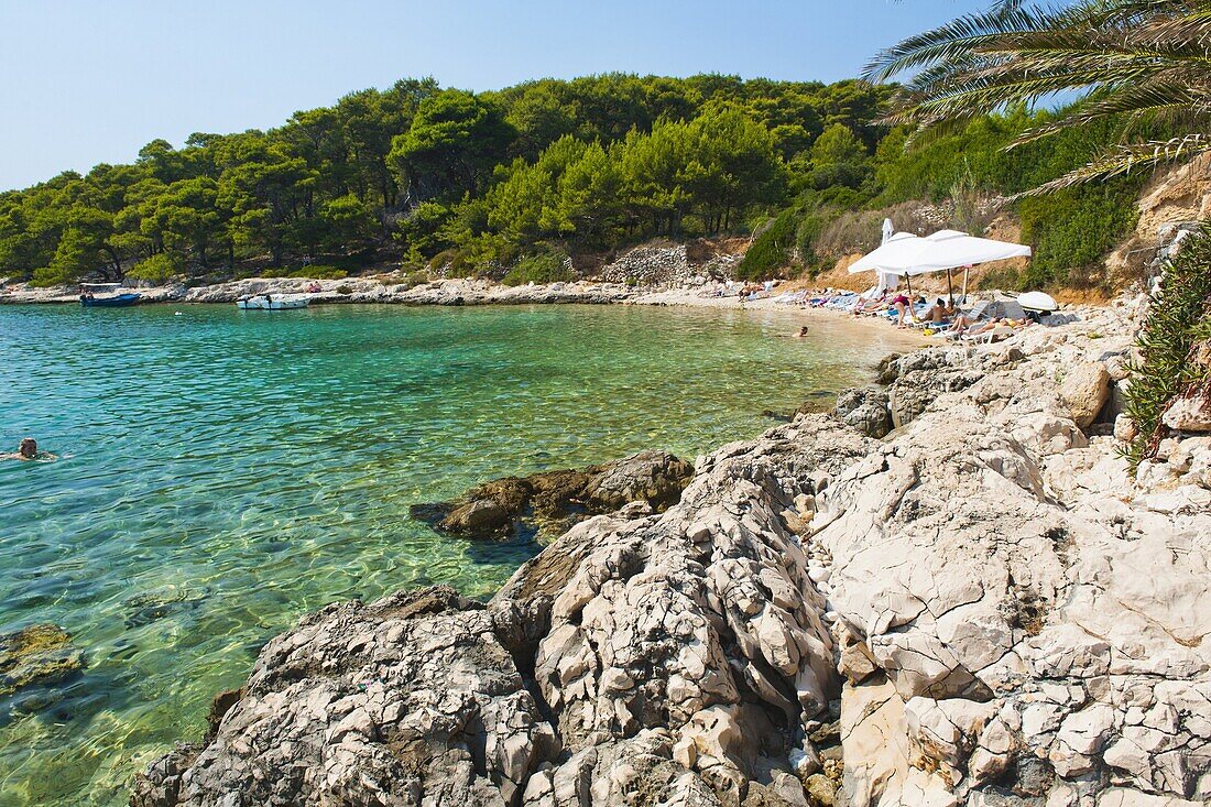 Beach in the Pakleni Islands (Paklinski Islands), Dalmatian Coast, Adriatic Sea, Croatia, Europe