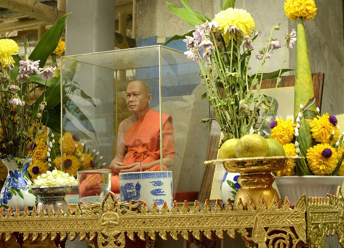 A wax monk, Bangkok, Thailand. Southeast Asia, Asia