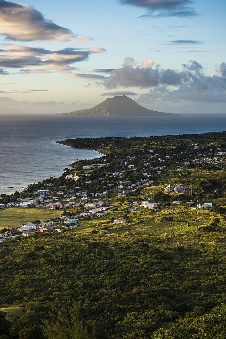 View to St. Eustatius from Brimstone Hill Fortress, St. Kitts, St. Kitts and Nevis, Leeward Islands, West Indies, Caribbean, Central America