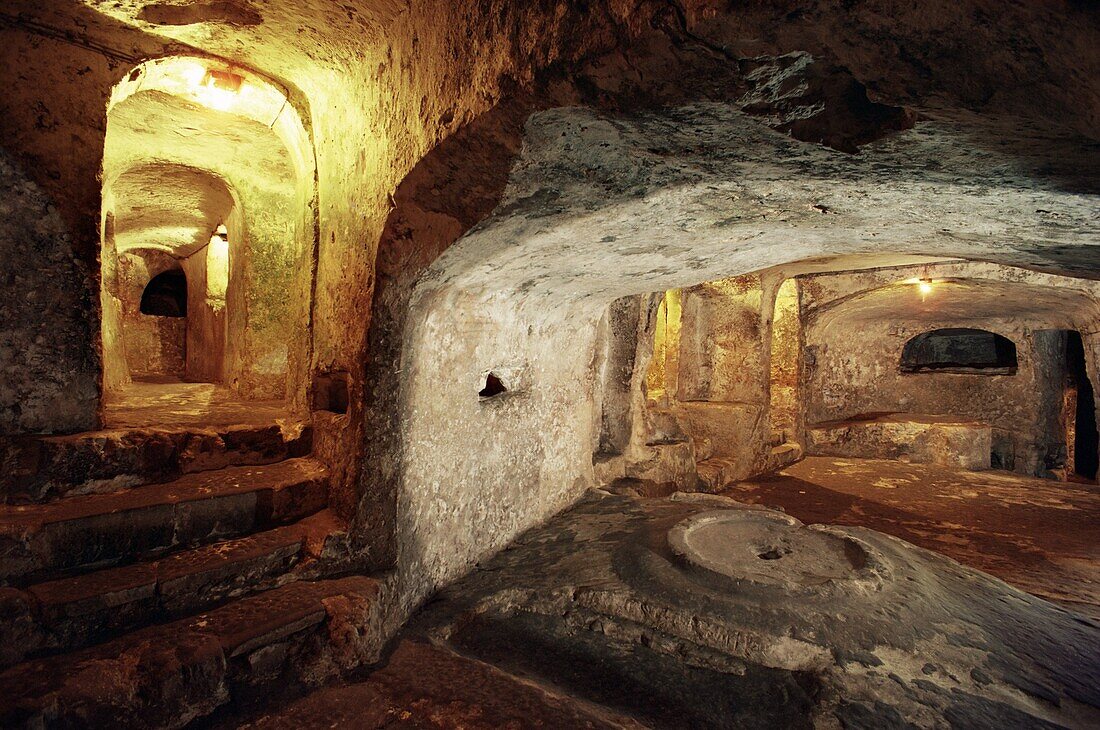 Christian tombs, St. Pauls catacombs, Rabat, Malta, Europe