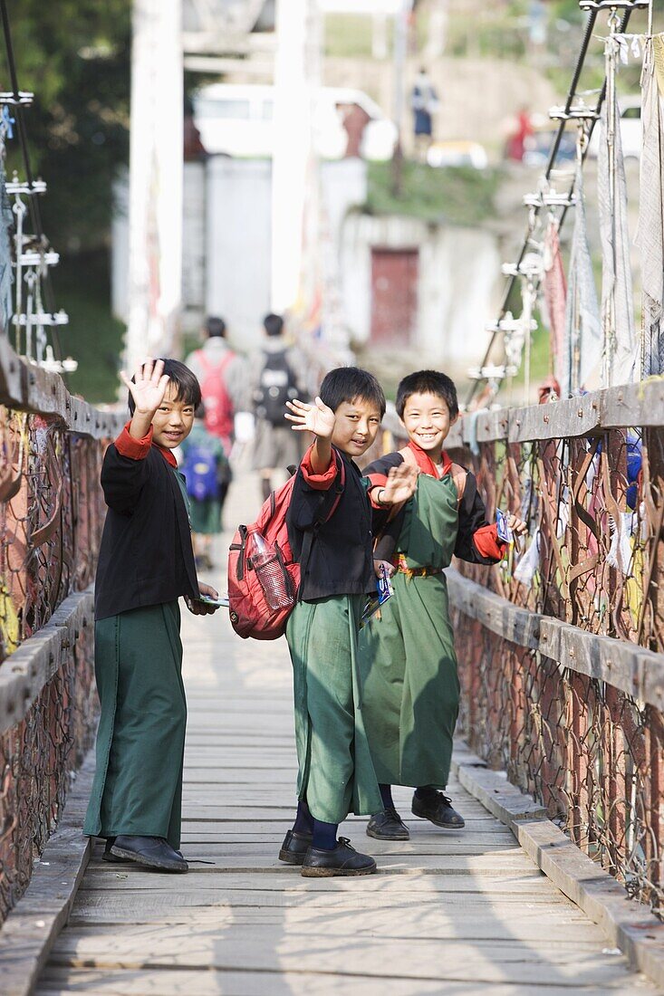 School girls, Punakha, Bhutan, Asia