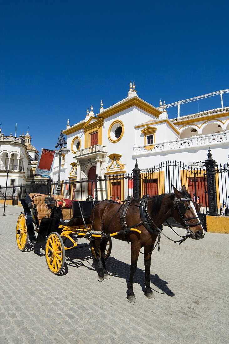 Entrance to the bull ring, Plaza de Toros de la Maestranza, El Arenal district, Seville, Andalusia, Spain, Europe