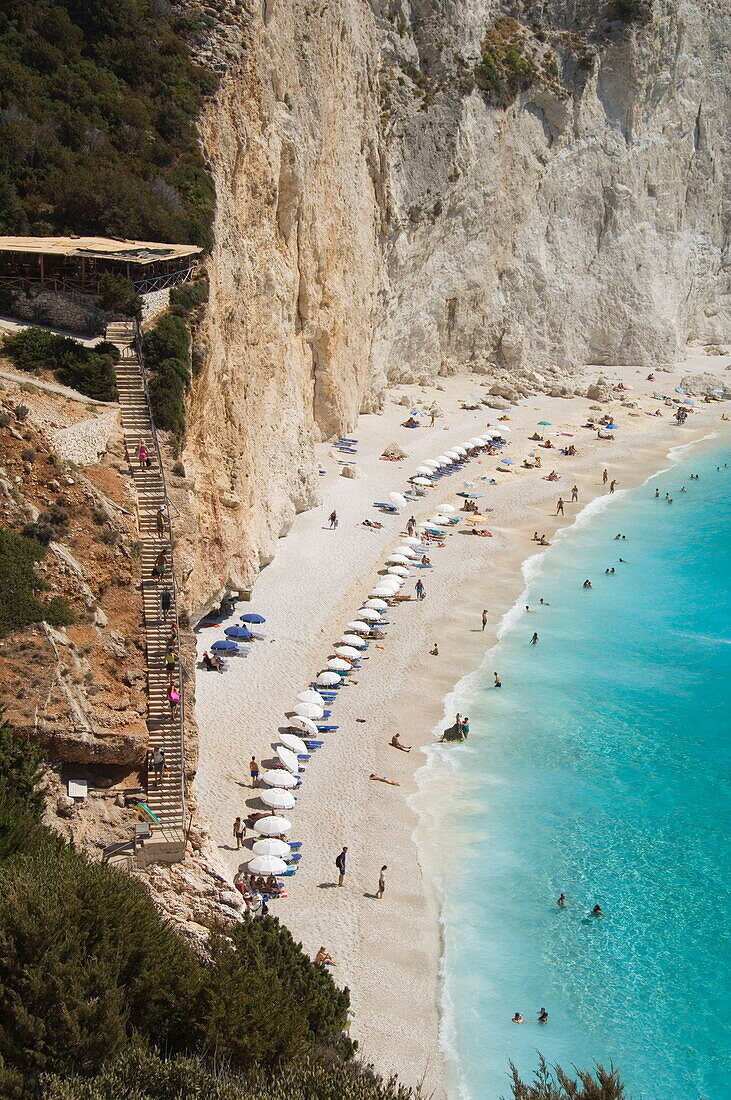 Porto Katsiki beach, west coast of Lefkada (Lefkas), Ionian Islands, Greek Islands, Greece, Europe