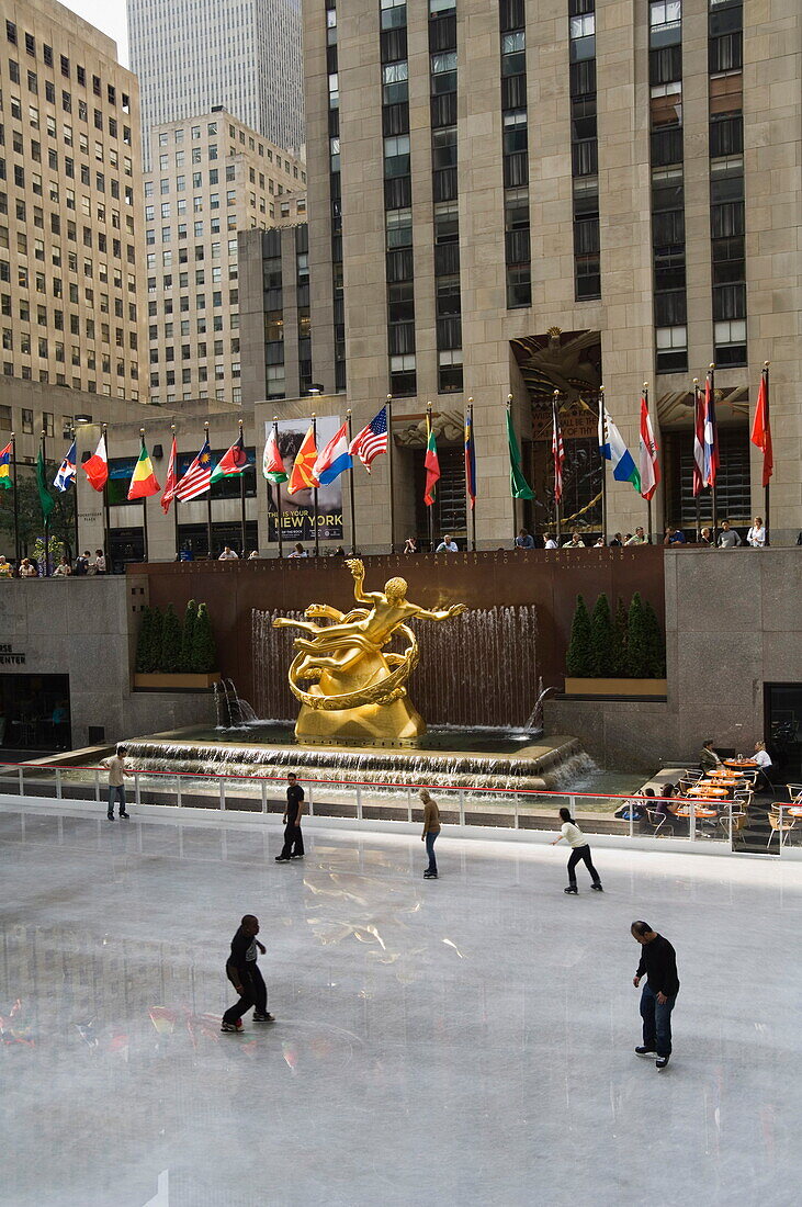 Rockefeller Center Ice Rink, Manhattan, New York, New York State, United States of America, North America