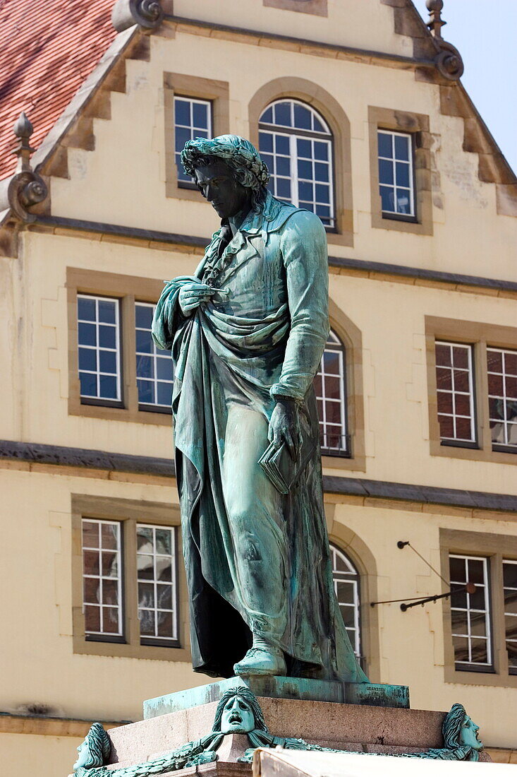 Statue of the poet Friedrich Schiller, Schillerplatz, Stuttgart, Baden Wurttemberg, Germany, Europe
