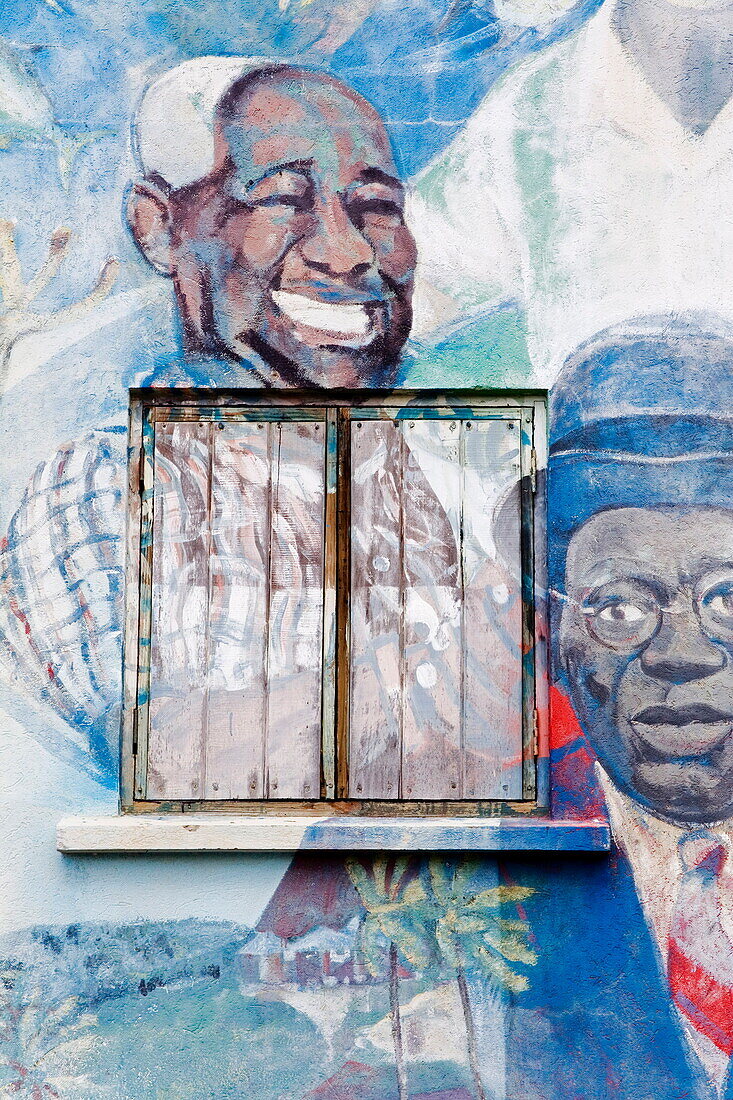 Mural, Bathsheba Community Center, St. Joseph's Parish, Barbados, West Indies, Caribbean, Central America