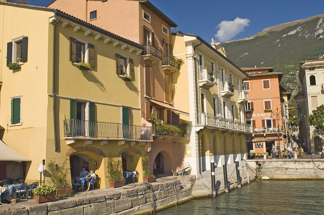 The harbourside at Malcesine, Lake Garda, Veneto, Italy, Europe