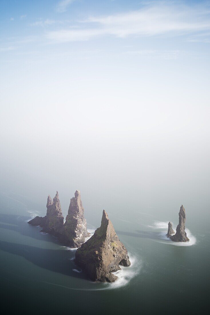 Rock stacks off the coast at Reynisdrangar, Vik, Southern Region, Iceland, Polar Regions