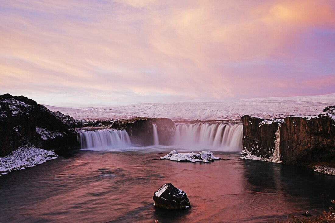 Godafoss waterfall at sunrise, Iceland, Polar Regions