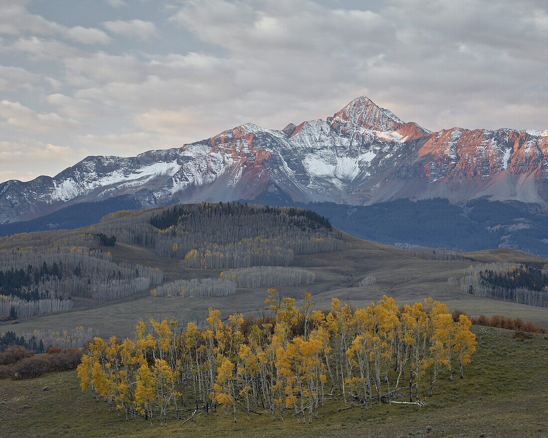Wilson Peak with a dusting of snow in the fall, San Juan National Forest, Colorado, United States of America, North America
