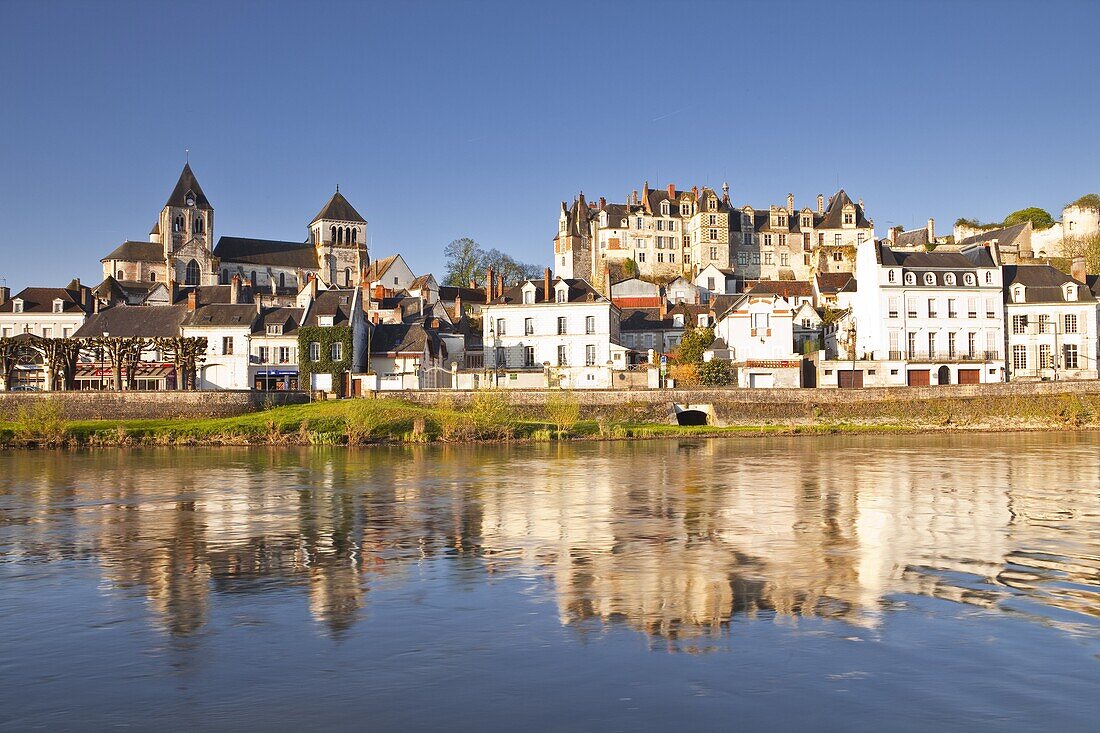 The town of Saint-Aignan and the River Cher, Loir-et-Cher, Centre, France, Europe