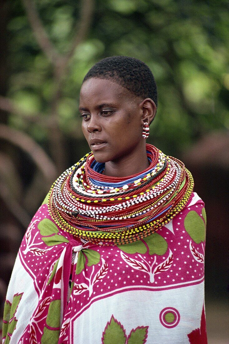 Portrait of a young Masai woman, Kenya, East Africa, Africa