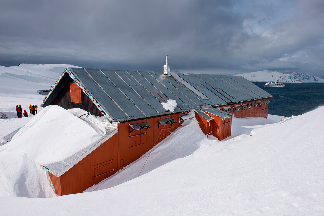Snowed-in Argentine weather station (currently not staffed), Halfmoon Island, South Shetland Islands, Antarctica