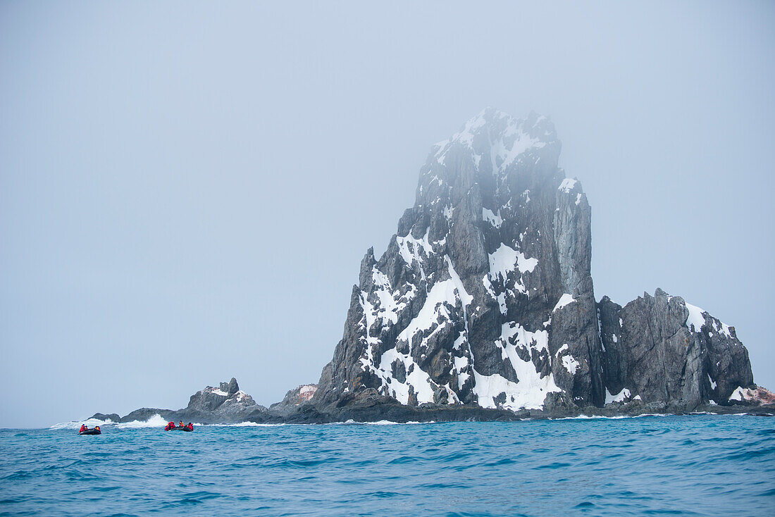 Zodiac dinghy excursion for passengers of expedition cruise ship MS Hanseatic (Hapag-Lloyd Cruises), Point Wild, Elephant Island, South Shetland Islands, Antarctica