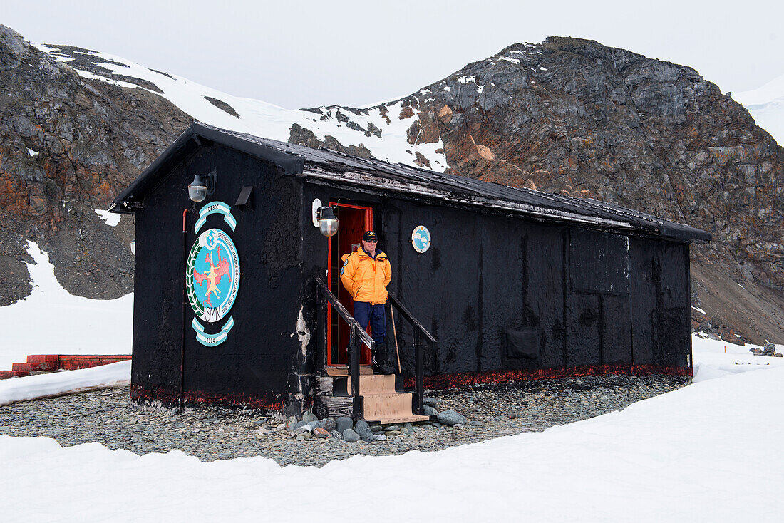 Hütte an der argentinischen Forschungsstation Base Orcadas, Laurie Island, Südliche Orkneyinseln, Antarktis