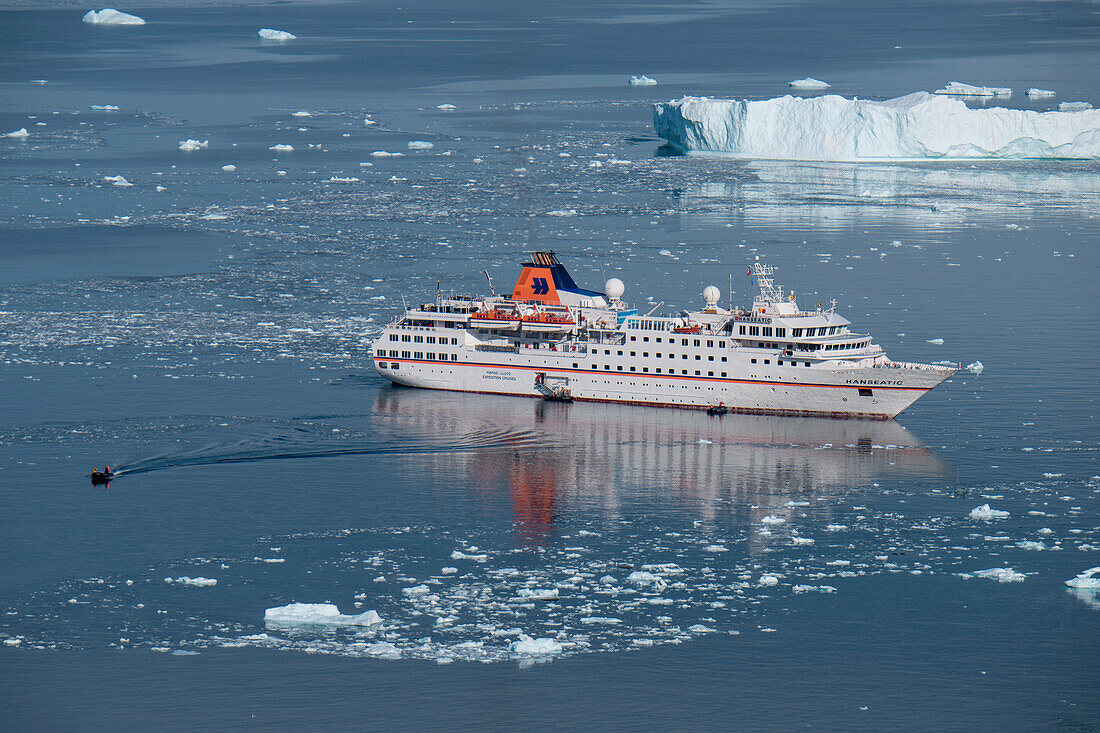 Zodiac dinghy transfer from expedition cruise ship MS Hanseatic (Hapag-Lloyd Cruises), Neko Harbour, Graham Land, Antarctica