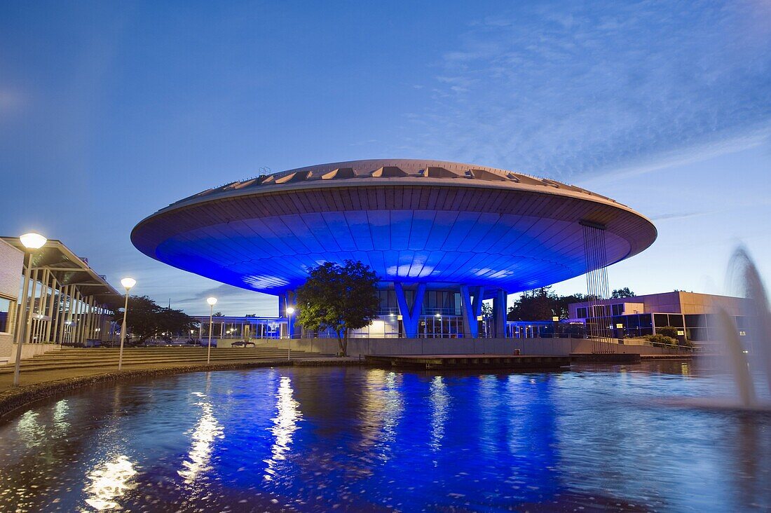 Evoluon built in 1996, exhibit on science and technology, by L. L. C. de Bever and  L. Ch. Kalff, Eindhoven, Netherlands, Europe