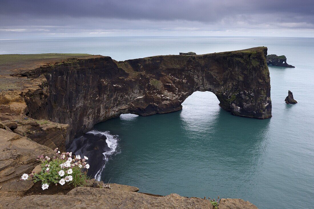 Dyrholaey natural arch, the southernmost point in Iceland, near Vik, in the south of Iceland (Sudurland), Iceland, Polar Regions