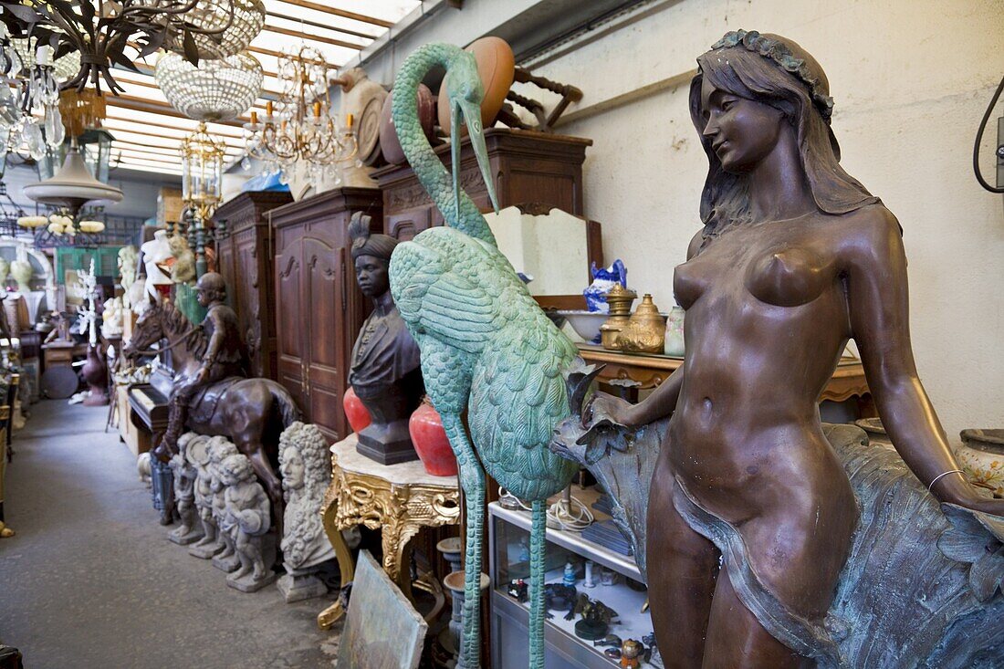 Antiques for sale, Les Puces de Saint-Ouen Flea Market, Porte de Clignancourt, Paris, France, Europe