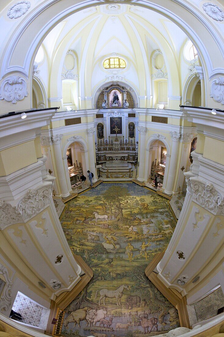 Church of San Michele Arcangelo with painted majolica floor by Leonardo Chiaiese dating from 1761, Anacapri, Isle of Capri, Campania, Italy, Europe