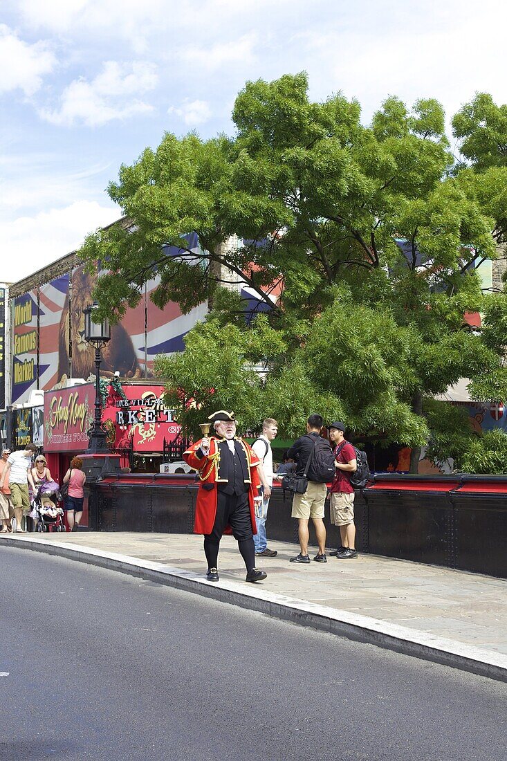 Town Crier (bellman) at Camden Market, London, England, United Kingdom, Europe