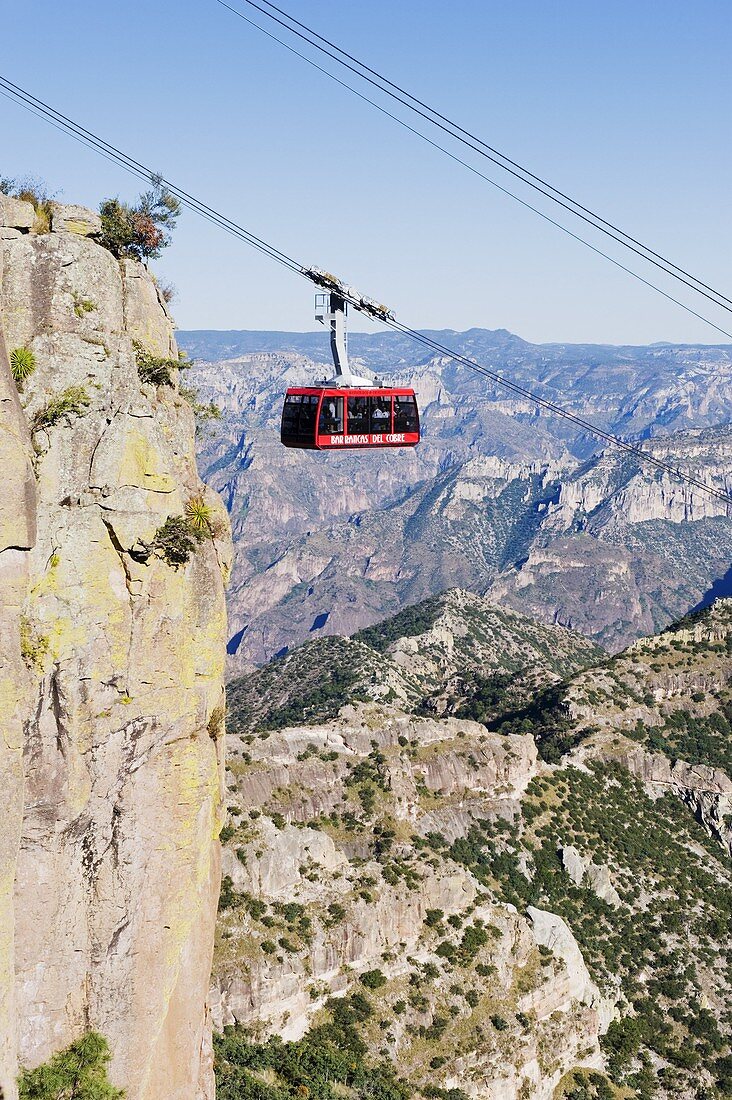 Cable car at Barranca del Cobre (Copper Canyon), Chihuahua state, Mexico, North America