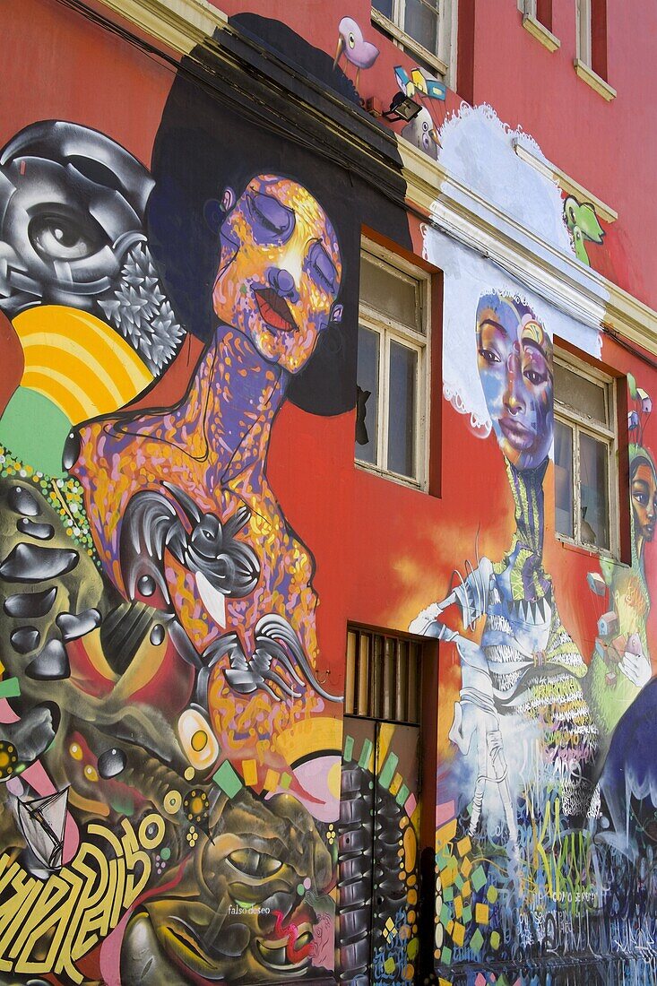 Murals in downtown Valparaiso, Chile, South America