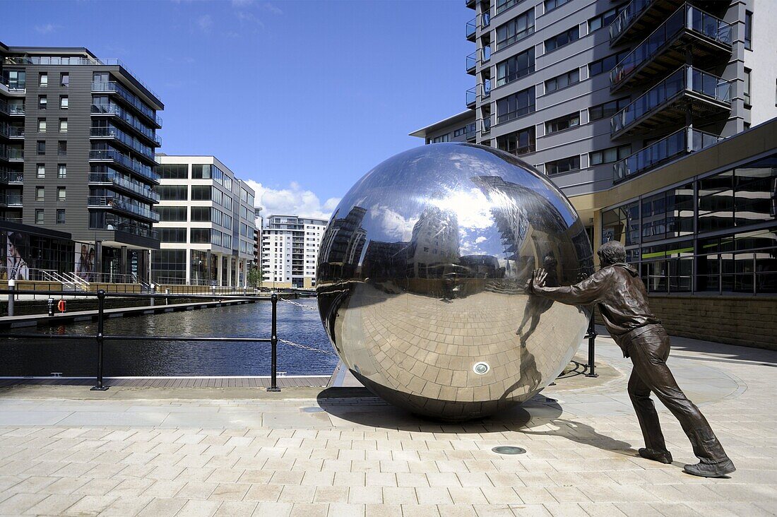 Stainless steel sculpture by Kevin Atherton, Clarence Dock, Leeds, West Yorkshire, England, United Kingdom, Europe