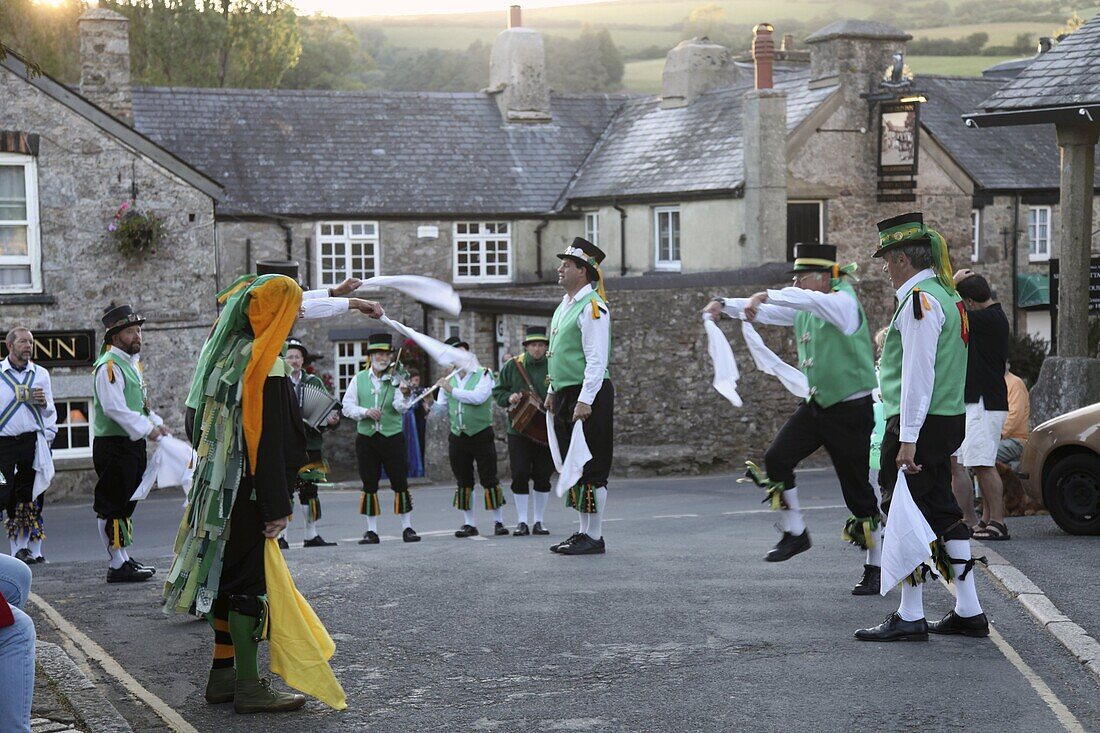 Morris Dancers, Widecombe-in-the-Moor, Dartmoor, Devon, England, United Kingdom, Europe