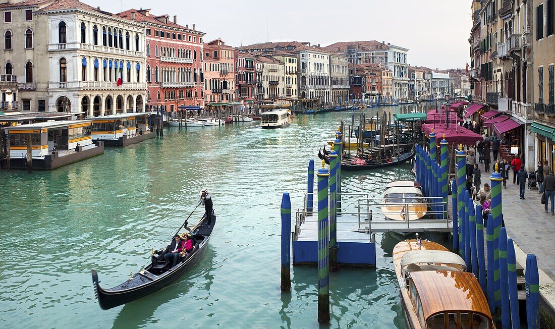 Traffic on the Grand Canal, Venice, UNESCO World Heritage Site, Veneto, Italy, Europe