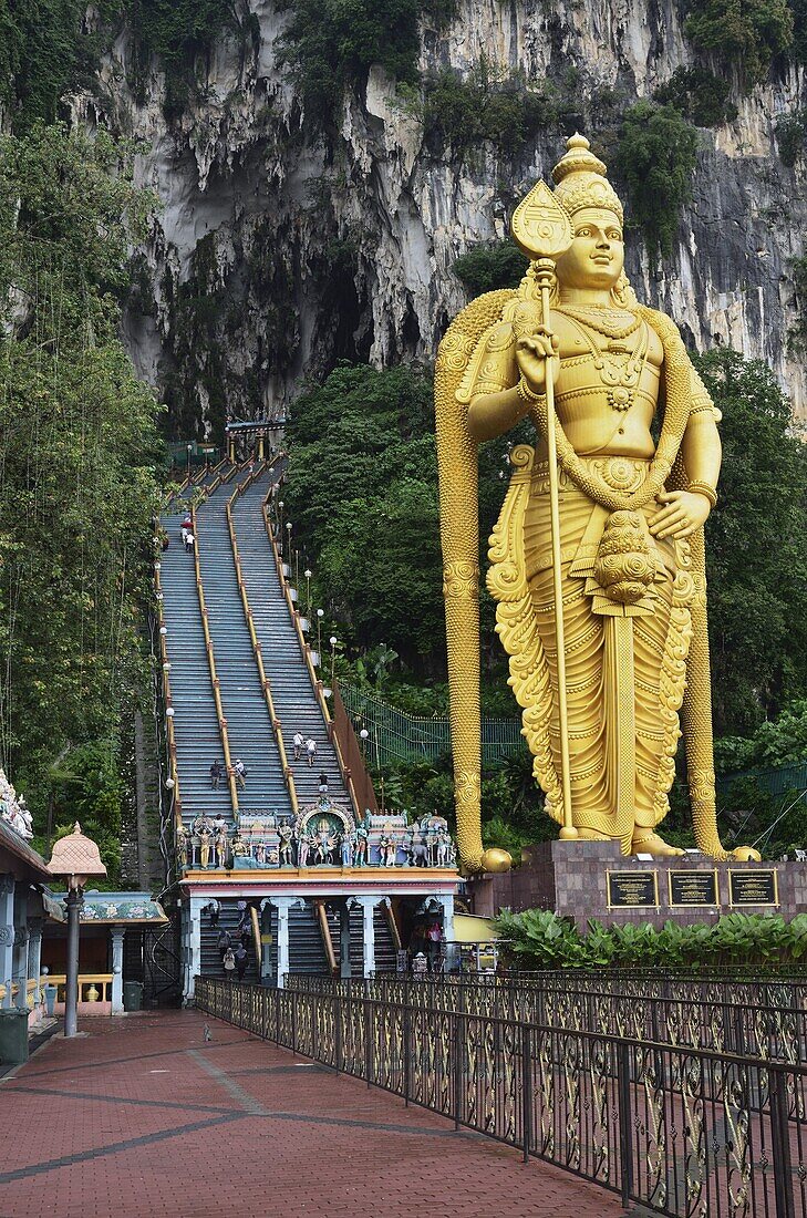 Batu Caves, Hindu Shrine, with Statue of Lord Muruguan, Selangor, Malaysia, Southeast Asia, Asia