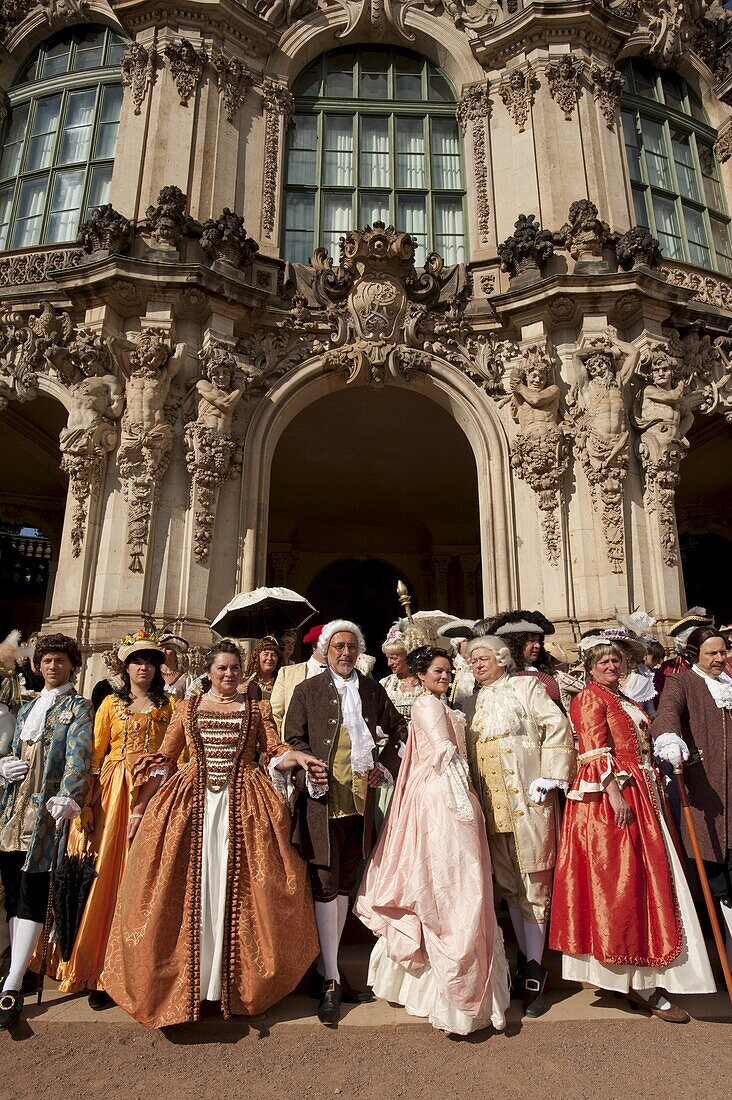 Costumed re-enactors at the Zwinger, Dresden, Saxony, Germany, Europe