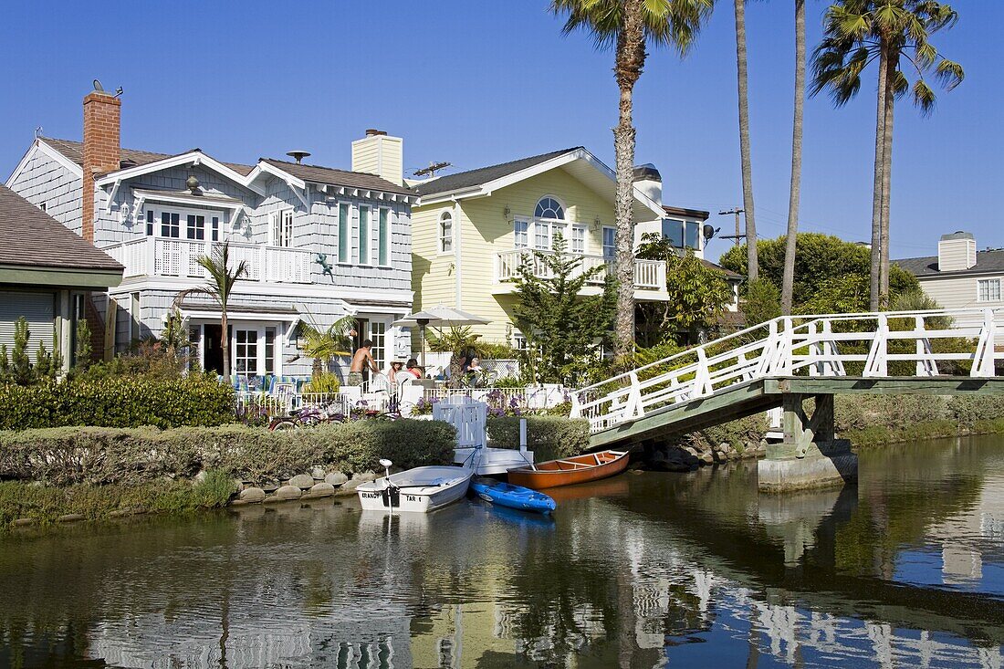 Houses on the canals in Venice Beach, Los Angeles, California, United States of America, North America